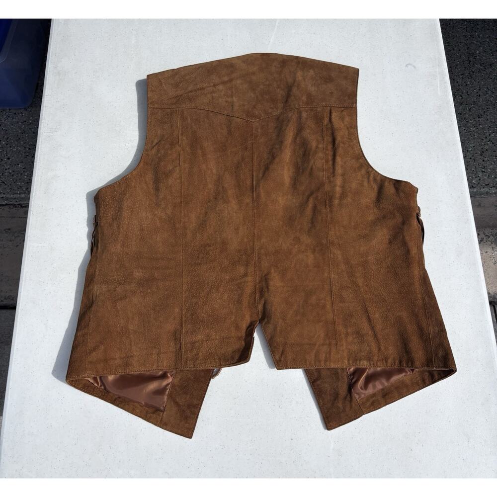 Womens "Red Ranch" Brown Suede Leather Fringed Vest Western Cowgirl Size XL - Picture 9 of 10